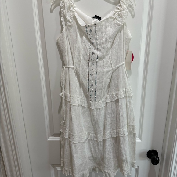 NWT Cream Ruffled Tiered Mini Sundress - Picture 1 of 3